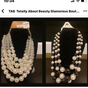 Pearl necklace set with earrings & white pearl with AB pearls and earrings